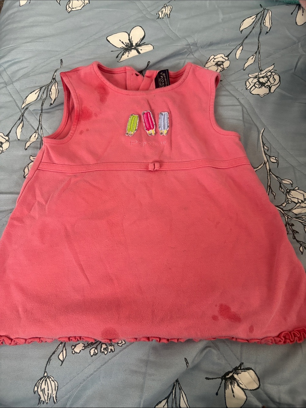 Sonoma Pink Sleeveless Dress with Popsicle Embroidery